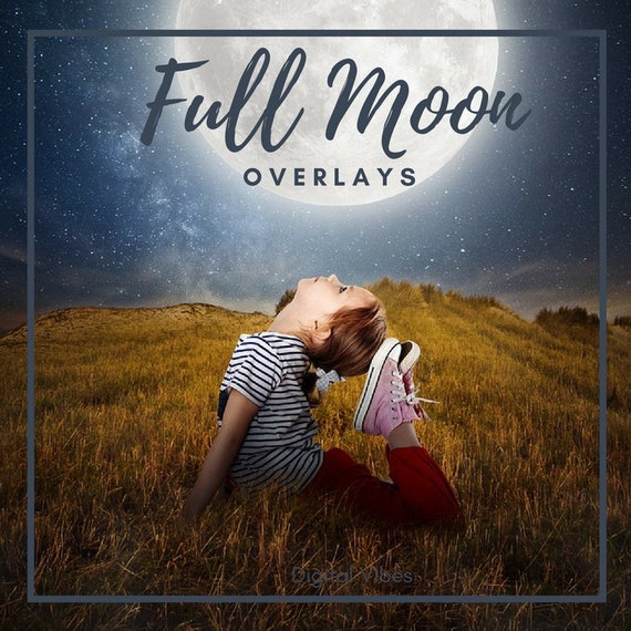 10 Full Moon Overlay Photoshop Overlays Full Moon Night Sky Etsy