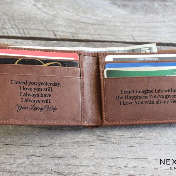 Personalized Gifts for Him Fathers Day Gifts for Men Leather Wallet Anniversary Gift for Boyfriend, Mens Personalized Gift for Husband