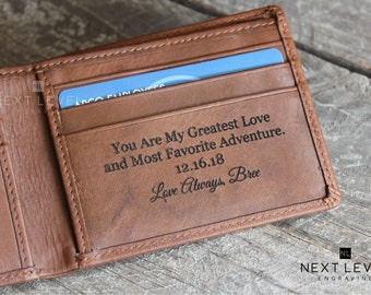 Personalized Engraved Leather Bi-Fold Wallet for Men