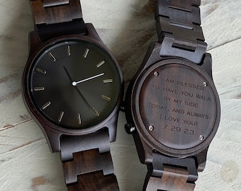 Engraved Wood Watch, Father of the Bride Gift, Personalized Fathers Day Gift for Dad