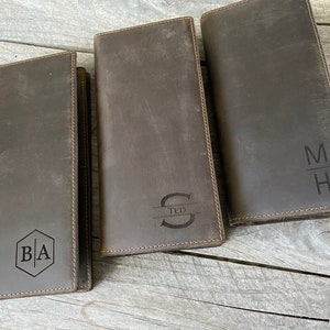 Cartera occidental de cuero genuino para hombres, marrón oscuro, regalos de Navidad para él, unisex, piel de vaca genuina, protección RFID, regalos personalizados para hombres