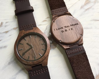 Cadeaux d'anniversaire de 5 ans pour homme Cadeau de Noël petit ami Cadeau personnalisé pour homme Cadeaux pour mari Montre en bois gravée pour homme