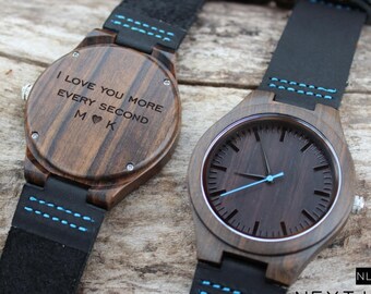 Personalized Wooden Watch Men Father Gift for Husband, Gift for Him Gifts for Men Personalized Birthday Gift, Engraved Watch