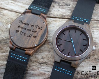 Engraved Wooden Watch, Genuine Leather Band, Police Officer Gift