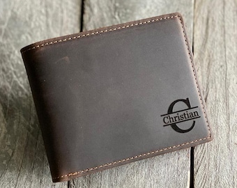 Personalized Monogram Wallet Gift for Him High School Gift for Teen Genuine Leather Engraved Personalized Gift for Boyfriend