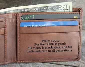 Engraved Leather Wallet: Religious Gift for Christian Men Fathers Day Gifts