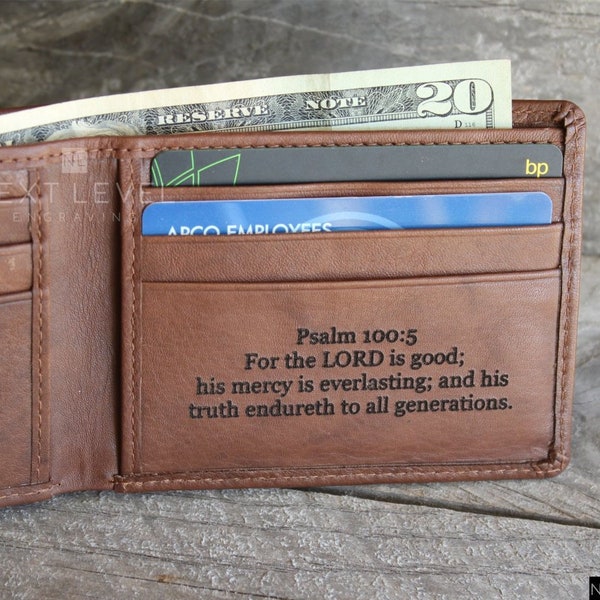 Religious Gifts for Men Leather Wallet Engraved, Unique Christmas Gift for Christian Man, Gifts for Dad, Best Friend  Brother Gift for Son