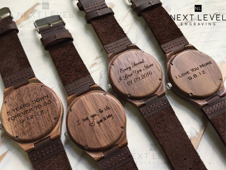 5 Year Anniversary Gifts for Men Boyfriend Christmas Gift Personalized Gift for Men Gifts for Husband Mens Engraved Wooden Watch image 7