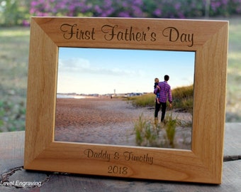 First Fathers Day Gift from Son Personalized Gift for Dad from Daughter Custom Engraved Picture Frame