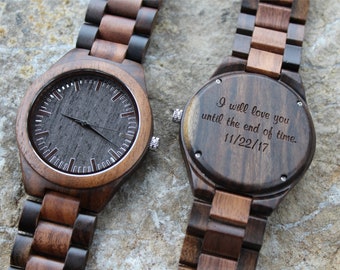 Personalized Wooden Watch, Engraved Gift for Men Fathers Day Gifts for Him