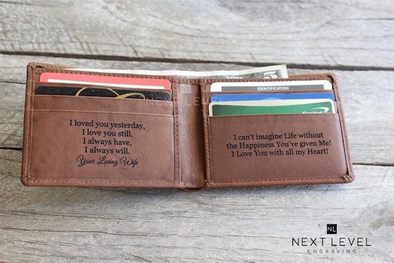 personalized leather wallet for husband