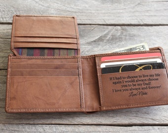 Men's Leather RFID Wallet: Custom Engraved Bifold Gift