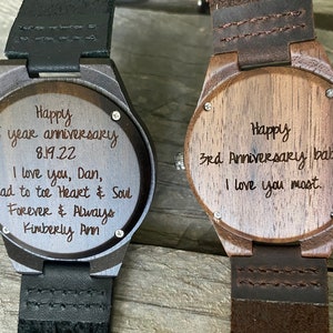 5 Year Anniversary Gifts for Men Boyfriend Christmas Gift Personalized Gift for Men Gifts for Husband Mens Engraved Wooden Watch image 5