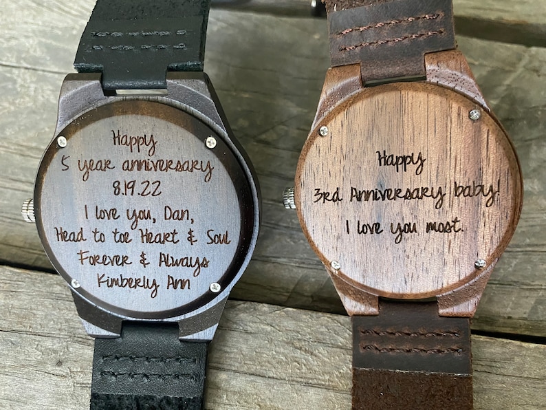 5 Year Anniversary Gifts for Men Boyfriend Christmas Gift Personalized Gift for Men Gifts for Husband Mens Engraved Wooden Watch image 5