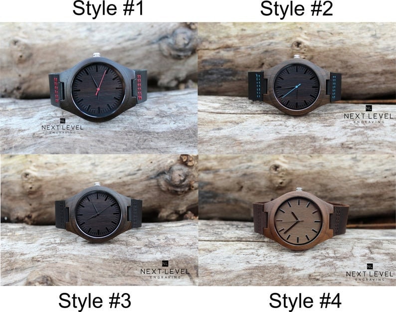 5 Year Anniversary Gifts for Men Boyfriend Christmas Gift Personalized Gift for Men Gifts for Husband Mens Engraved Wooden Watch image 2