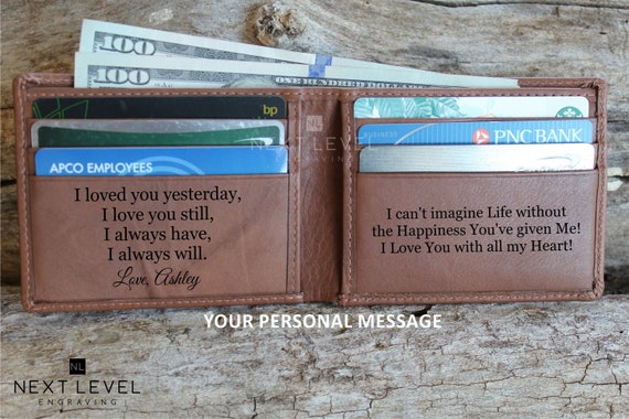 personalized leather wallet for husband