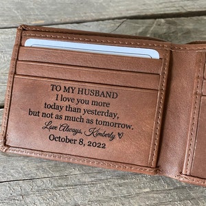 Husband Gift Leather Anniversary Gift for Him Genuine Leather Wallet Engraved 3rd Anniversary Gift for Him Christmas  Day Gifts