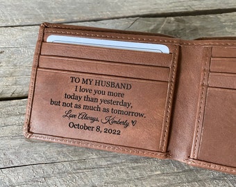 Husband Gift Leather Anniversary Gift for Him Genuine Leather Wallet Engraved 3rd Anniversary Gift for Him Christmas  Day Gifts