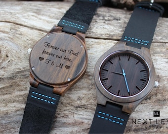 Police Officer Gift Fathers Day Watch for Dad Personalized Engraved Wooden Watch Thin Blue Line Men Graduation Gift for Him Retirement