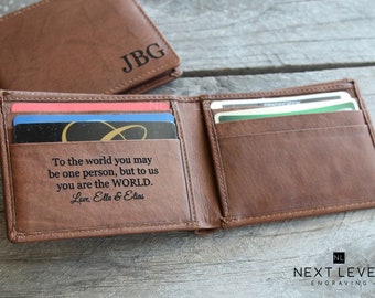 Christmas Gift from Daughter Engraved Wallet Men Personalized Gifts for Dad Custom Gift for Men Leather Bifold Wallet for Husband