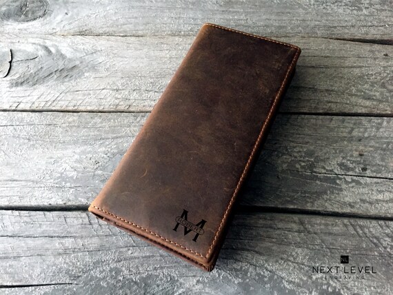 Mens Long Leather Wallet Dark Brown Genuine Cowhide RFID | Etsy