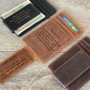 Personalized Leather Money Clip: RFID Wallet with ID Window