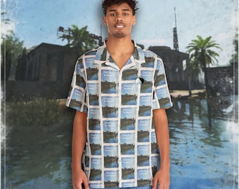 WARZONE DMZ, visita al soleado complejo turístico Al-Mazrah, camisa hawaiana para hombre (AOP), camisa de juego, camisa de verano, camisa de CoD