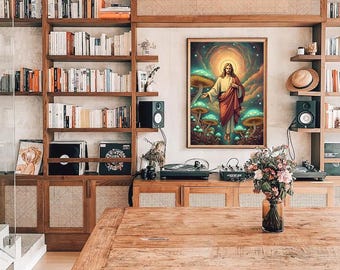 Póster del resplandor celestial de Jesucristo - Arte mural - Viaje religioso - Decoración del hogar