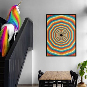 Rainbow Wormhole Psychedelic Wall Art Poster - Tripping Art, Optical Illusion, Rainbow Roads