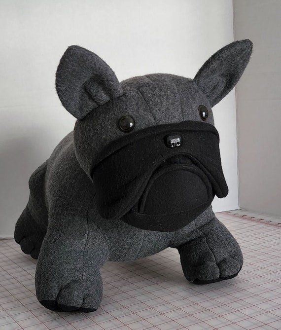 Handmade Gray black Frenchie French Bulldog Stuffed Animal Bulldog Plushies Bully Stuffie W heart Accent Etsy