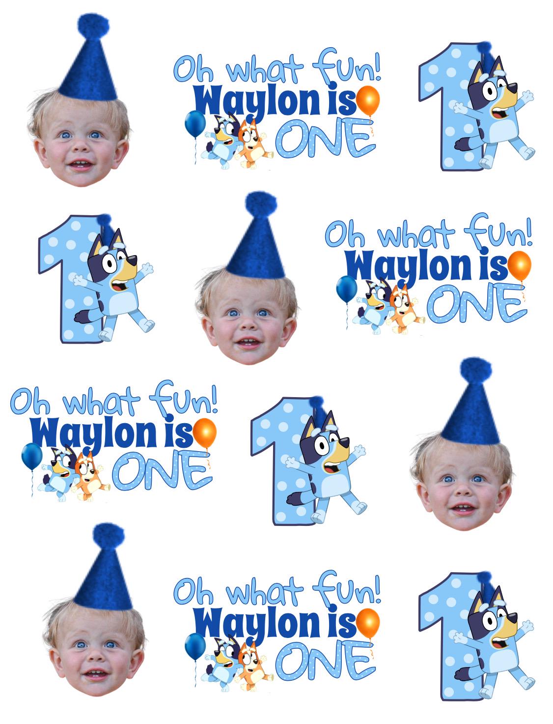 Personalized Bluey & Bingo Face Toppers