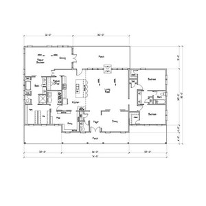 May include: A black and white architectural floor plan of a house, featuring labeled rooms such as the kitchen, living room, and bedrooms. Dimensions are indicated in feet, with overall measurements of 26'0" and 30'0".