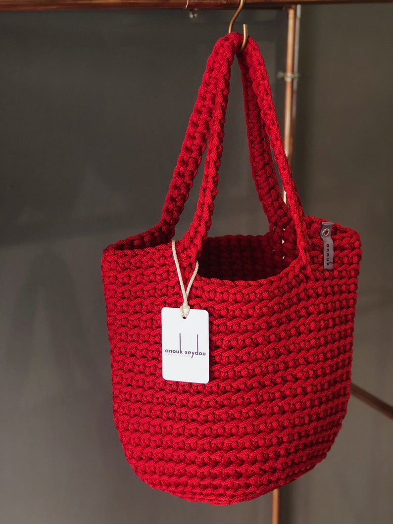 Scandinavian Style Crochet Tote Bag Handmade Knitted Handbag | Etsy