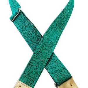 Turquoise Western vinyl guitar strap
