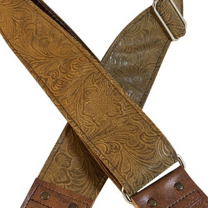 Brown Western Vinyl Guitar Strap