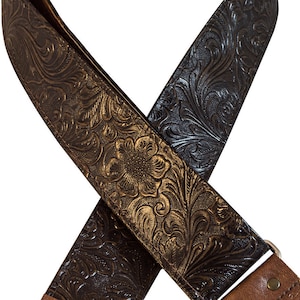 Dark Brown Western Vinyl Guitar Strap