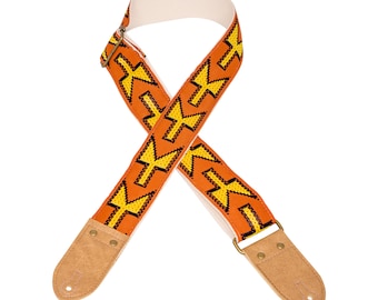 Orange & Yellow Southwest Vintage Ribbon Guitar Strap