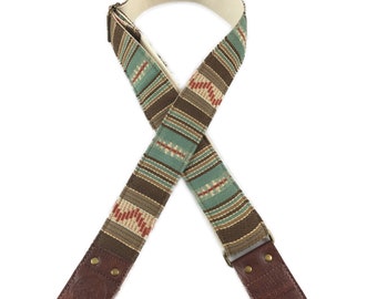 Brown & Turquoise Saddle Blanket Guitar Strap