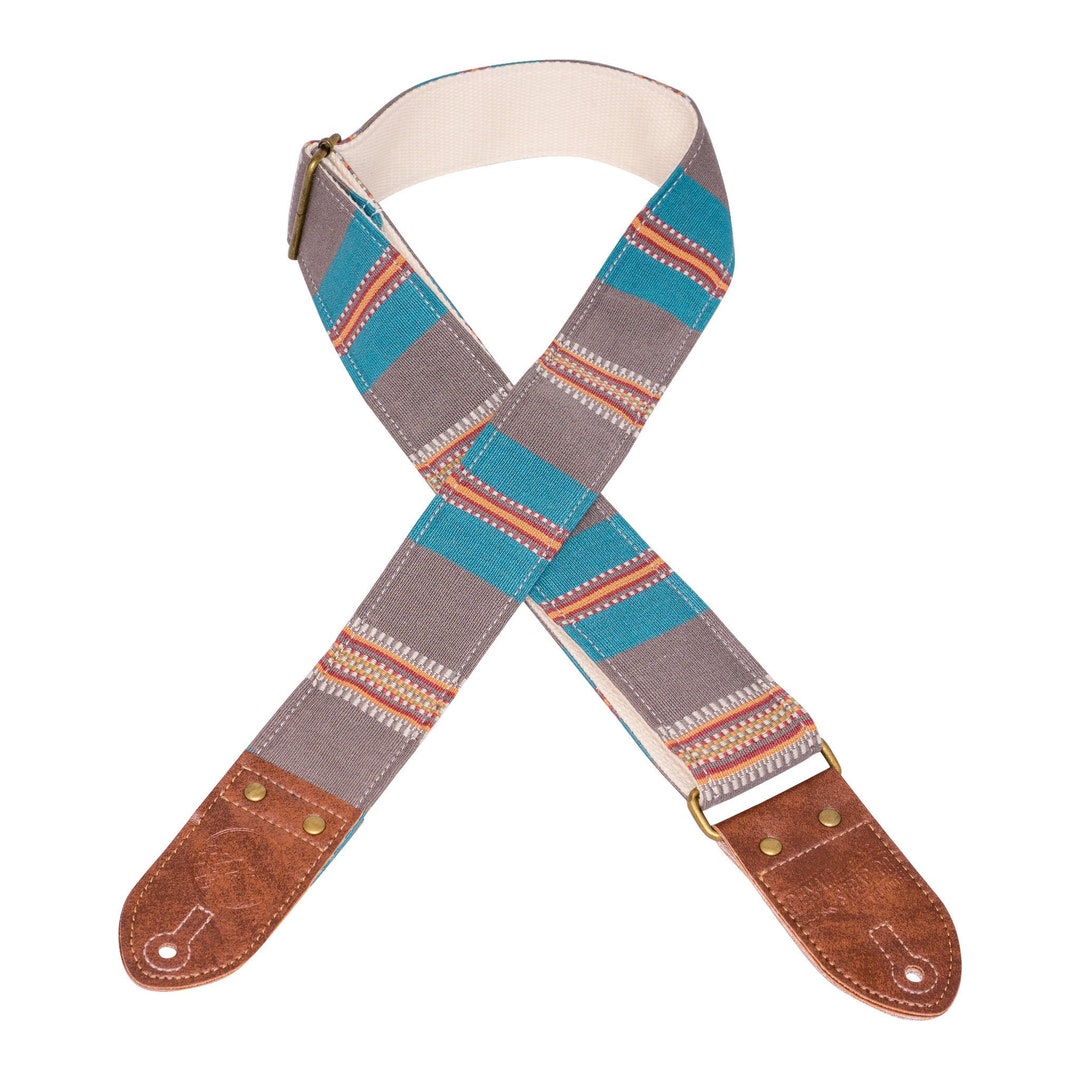 Grey & Blue Saddle Blanket Guitar Strap Etsy