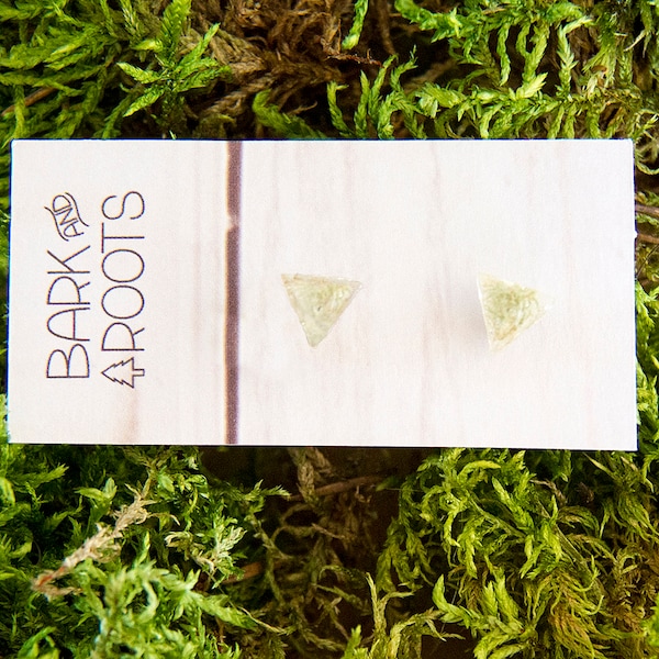 Light Green Moss Triangle Earring Studs