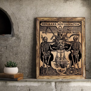 memento mori, skeleton poster, medieval art, occult poster, art print, grimoire