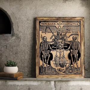 memento mori, poster scheletro, arte medievale, poster occulto, stampa d'arte, grimorio