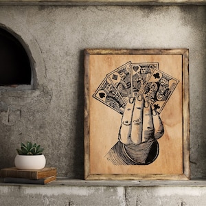 Affiche carte à jouer, affiche poker, affiche joueur de carte, carte à jouer, art print,