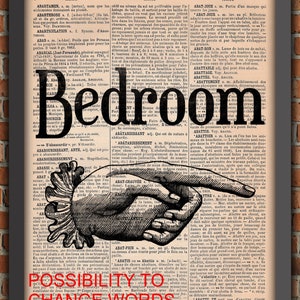 Personnalisable Main Pointée Chambre Vintage Gothique Punk Art Print Décoration Murale Cadeau Poster Original Dictionnaire Page Impression