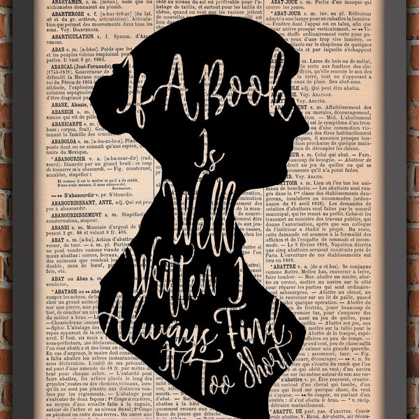 Jane Austen Citation Darcy  Silhouette Vintage Art Print Décoration Murale Cadeau Poster Original Dictionnaire Page Impression [A020]