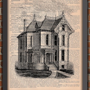 Haunted House Dark Gothic Scary Ghost Punk Halloween Spooky Goth Vintage Art Print Home Decor Gift Poster Original Dictionary Page Print