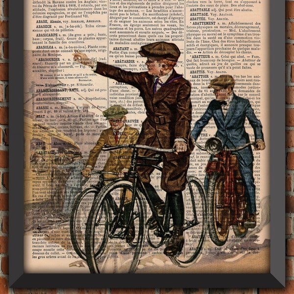 Jungen Fahrrad Kindheit Retro Industrie Vintage Fotografie Kunstdruck Wanddekoration Geschenk Original Poster Wörterbuch Seite Druck