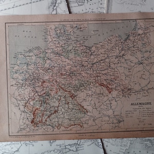Germany map, old atlas, authentic old map, geographical map, vintage map, 19th century map