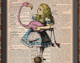 Alice Au Pays Des Merveilles Art Print Décoration Murale Cadeau Ecriture Poster Littérature Original Vintage Dictionnaire Page Impression