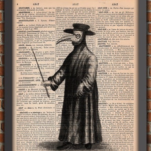 Poster Doctor Plague Pandemic Mask doctor Vintage medicine costume curiosity Art Print Poster Original Dictionary Page French Print